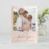 Mariage carte de remerciements photo, or rose (Debout devant)