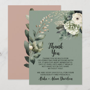 Mariage Carte de remerciements Sage & Blush Taupe