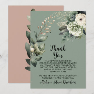 Mariage Carte de remerciements Sage & Blush Taupe