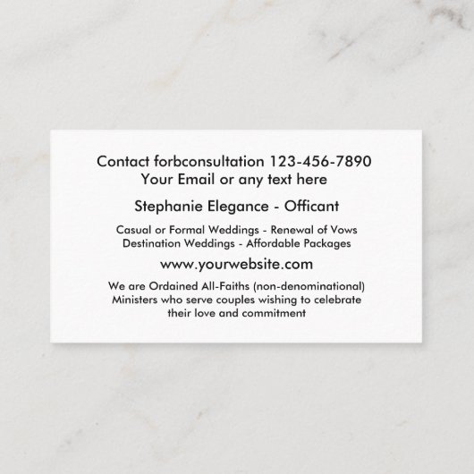 Mariage Carte de visite (Dos)