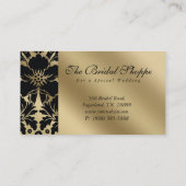 Mariage Carte de visite Damask Floral Gold Crown (Dos)