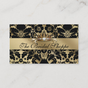 Mariage Carte de visite Damask Floral Gold Crown