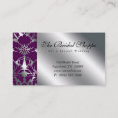 Mariage Carte de visite Damask Floral Purple Argen (Dos)