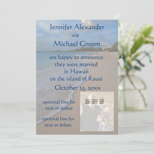 Mariage carte photo Faire-part Plage Plutôt (Debout devant)