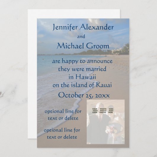 Mariage carte photo Faire-part Plage Plutôt (Devant / Derrière)