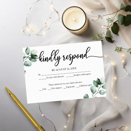 Mariage Carte RSVP Calligraphie verte