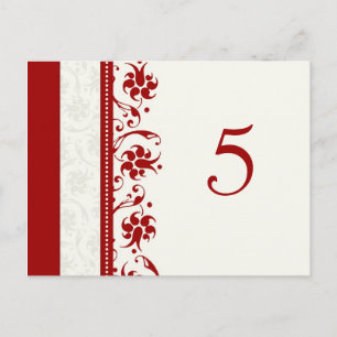 Mariage Cartes Numéro de table Rouge Floral