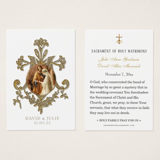 Mariage catholique Carte Sainte traditionnelle (Devant & derrière)