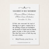 Mariage catholique Favoriser la mariée Carte Saint (Dos)