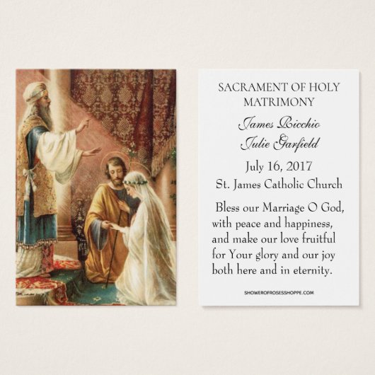 Mariage catholique Favoriser la mariée Carte Saint (Devant & derrière)
