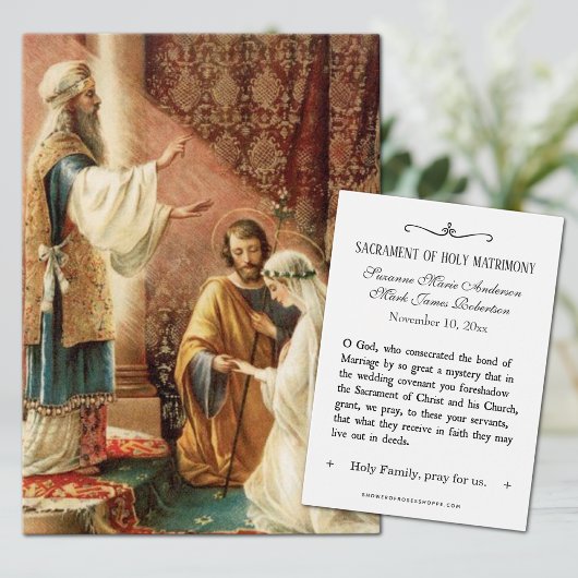 Mariage catholique Favoriser la mariée Carte Saint
