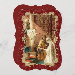 Mariage catholique Gold Maroon Faire-part de maria