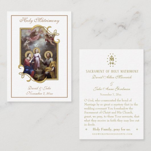 Mariage catholique traditionnel Favoriser la Carte (Devant / Derrière)