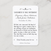 Mariage catholique traditionnel Favoriser la Carte (Dos)