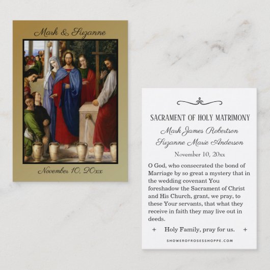 Mariage catholique traditionnel Favoriser la Carte (Devant / Derrière)