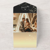 Mariage céleste d'or noir tout en une invitation (Dehors)