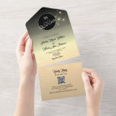 Mariage céleste d'or noir tout en une invitation (Déchirure)