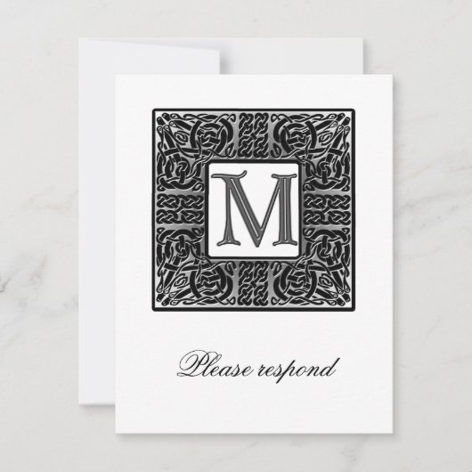 Mariage Celtique Monogrammé Argent RSVP (Devant)