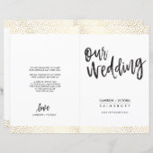 MARIAGE CÉRÉMONIE PROGRAMME brosse type or confett (Devant / Derrière)