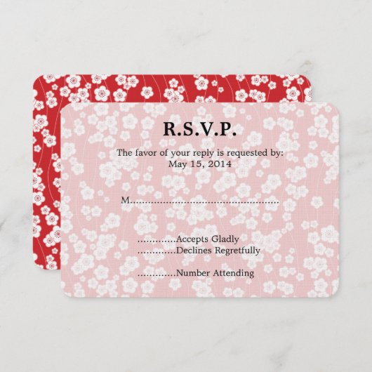 Mariage cerise en fleurs RSVP (Devant / Derrière)