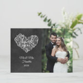 Mariage Chalkboard Photo Elegant Script Merci (Debout devant)