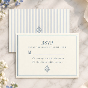Mariage Champêtre Français RSVP à rayures bleu pou
