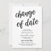 Mariage, changement de date, noir, Faire-part (Devant)