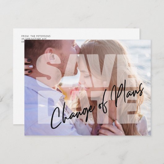 Mariage changement de plan photo faire-part modern (Devant / Derrière)