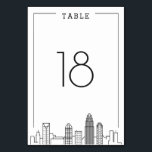 Mariage Charlotte Skyline | Numéro de table<br><div class="desc">Une carte unique de numéro de table mariage pour un mariage qui a lieu dans la belle ville de Charlotte, Caroline du Nord. Il dispose d'un numéro de table simplifié reposant au-dessus d'une version stylisée de l'horizon unique de la célèbre ville. Cet article fait partie d'une plus grande collection multi-pièces...</div>