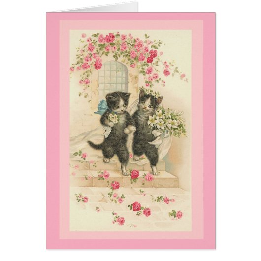 Mariage Chats Carte Vintage (Devant)