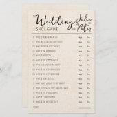 Mariage Chaussure Jeu Questions Papier Rustique (Devant / Derrière)