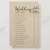 Mariage Chaussure Jeu Questions Papier Rustique (Devant / Derrière)