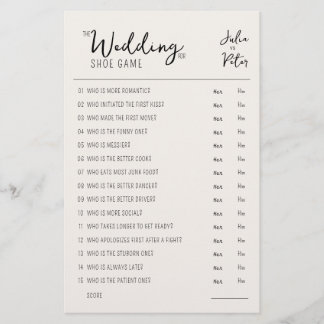 Mariage Chaussure Jeu Questions Papier Rustique