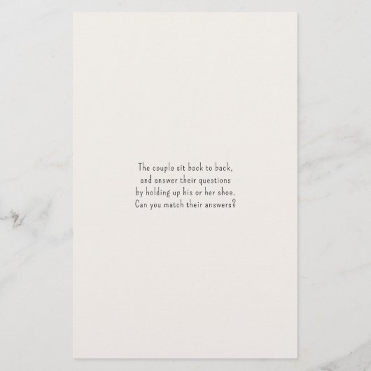 Mariage Chaussure Jeu Questions Papier Rustique (Dos)