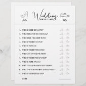Mariage Chaussure Questions Jeu papier noir et bla (Devant / Derrière)
