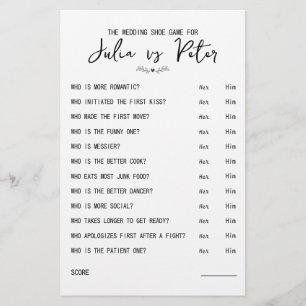 Mariage Chaussure Questions Jeu papier noir et bla
