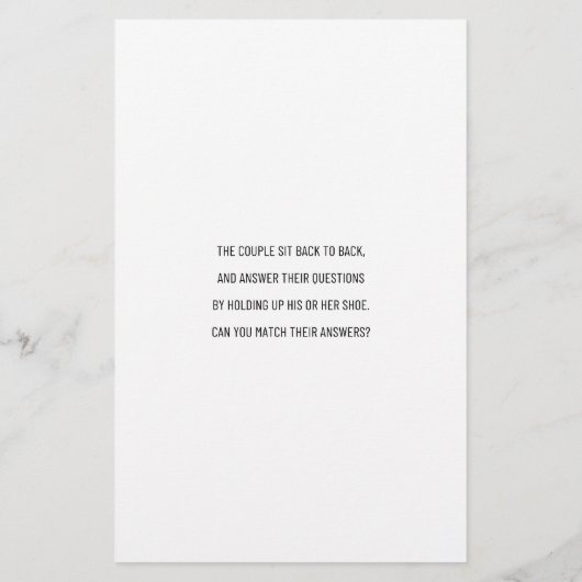 Mariage Chaussure Questions Jeu papier noir et bla (Dos)