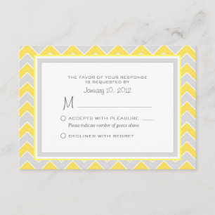 Mariage Chevron Jaune et Gris RSVP personnalisé