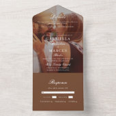 Mariage Chic Brown Tout en un Photo Invitation (À l'intérieur)