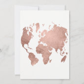 Mariage chic de carte du monde d'or rose moderne (Dos)