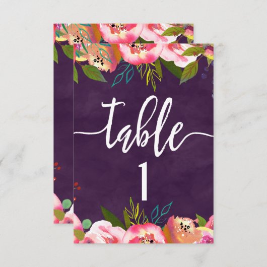 Mariage chic en floraison Numéro de table Sièges G (Devant / Derrière)