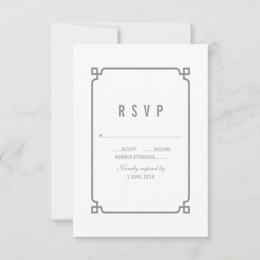 Mariage chic gris déco RSVP (Devant)