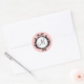 Mariage Chic Monogram Damask Étiquette rose (Enveloppe)
