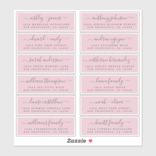Mariage Chic Pink Étiquettes de adresse invités