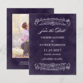 Mariage Chic Rustique - Faire-Part de Date - Viole (Devant / Derrière)
