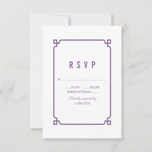 Mariage chic violet deco RSVP (Devant)
