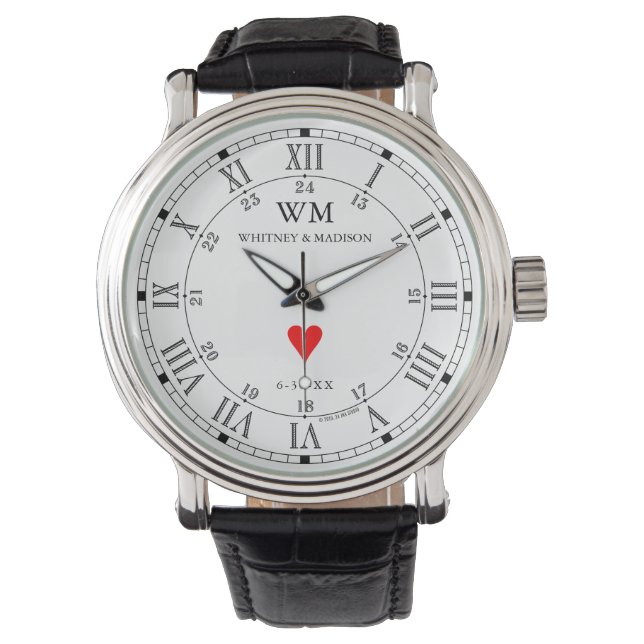 Mariage, chiffres romains classiques montre eWatch (devant)