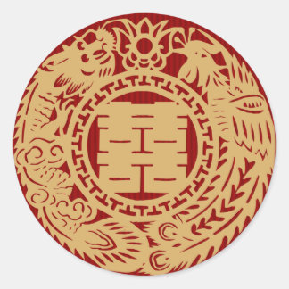 Mariage chinois double bonheur rouge autocollants