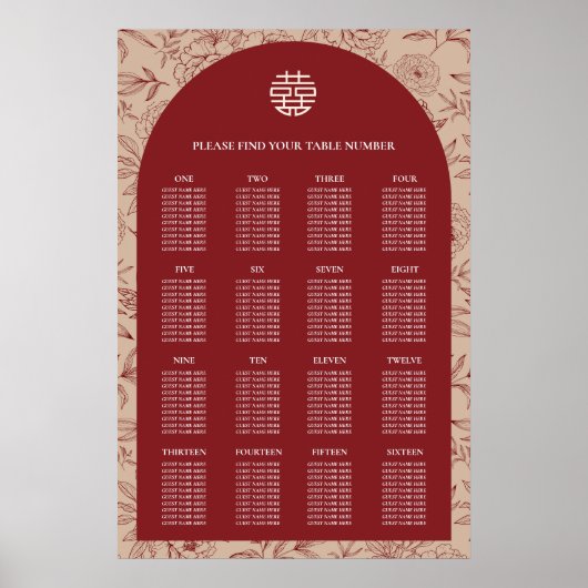 Mariage chinois floral 16 Tableau de siège (Devant)