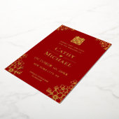 Mariage chinois floral rouge, carte de sauvegarde  (Rotation)